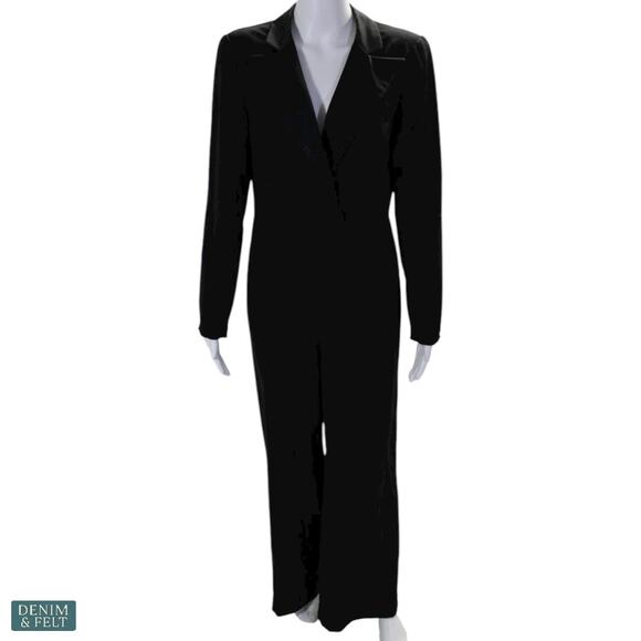 Jay Godfrey Roland Black Tuxedo Jumpsuit Long Sleeve Wide Leg Elegant FormalWear - Picture 10 of 16